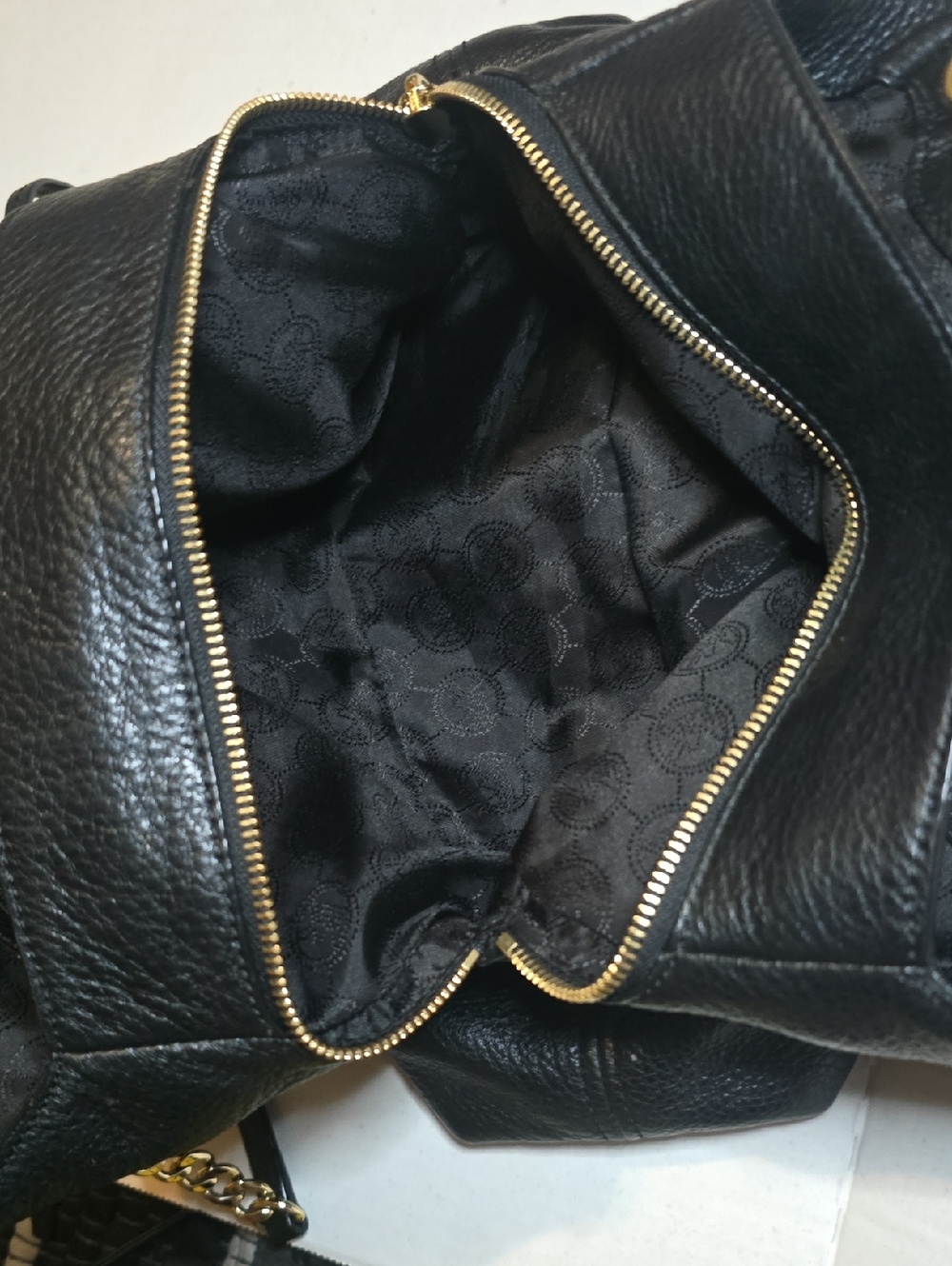 Michael Kors Black Leather Shoulder Bag with Gold Hardware and MK Charm - Picture 12 of 12